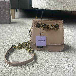 House of Want Beige Vegan Leather Chain Strap Crossbody Purse